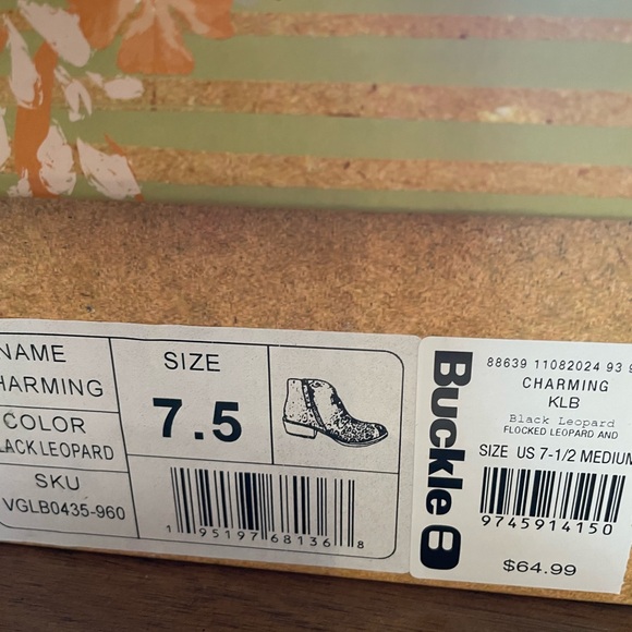 Buckle Very G Black Leopard-Print Ankle Booties - Picture 8 of 9